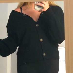 Black oversized button up sweater size L